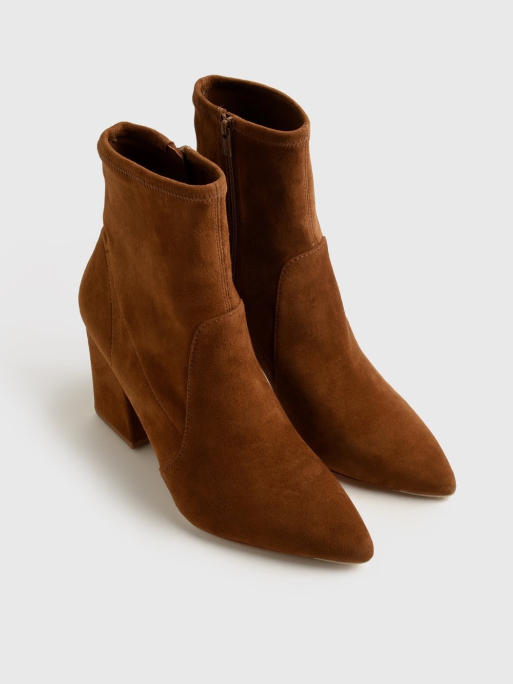 Loeffler Randall Chestnut Suede Pointed Toe Block Heel Ankle Boots - Picture 2 of 13